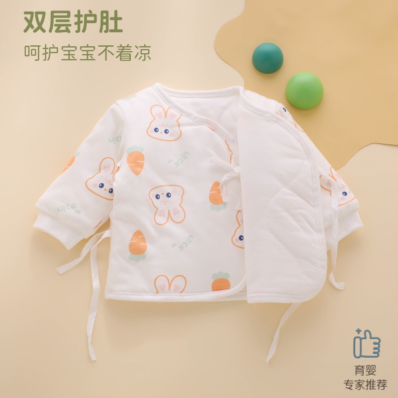 新生婴儿衣服冬季0到3月6初生纯棉a类秋冬天加厚和尚上衣冬款夹棉 - 图0