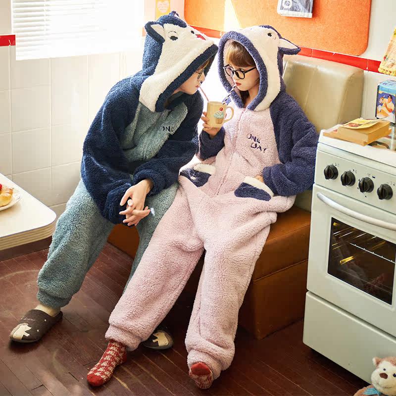 秋冬季连体卡通学生法兰绒冬天睡衣 安绵睡衣/家居服套装