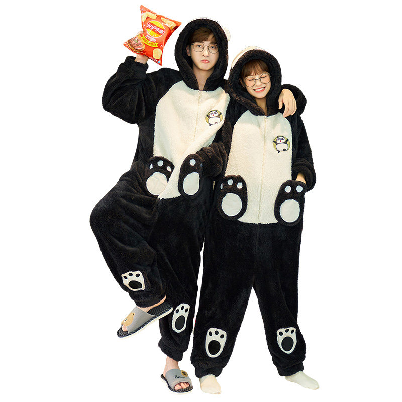 珊瑚绒情侣连体秋冬季款男士睡衣 安绵睡衣/家居服套装