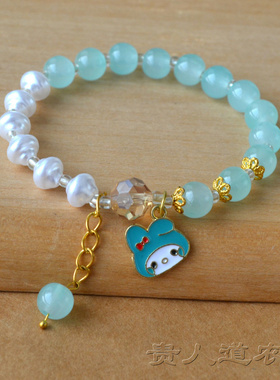 仿玉水晶玛瑙玻璃珠手链盘玩手串