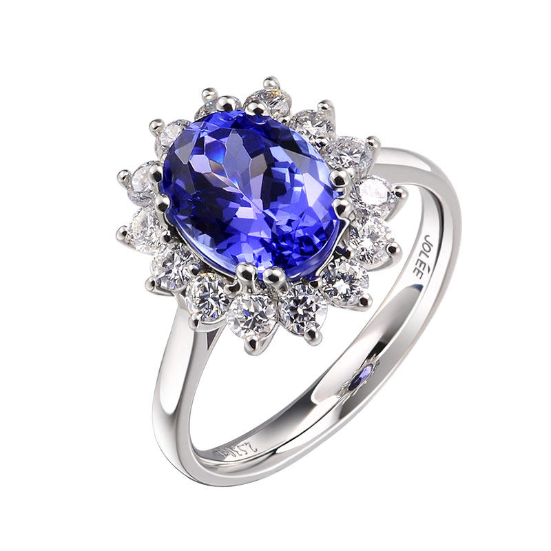 jolee女18k金坦桑石彩色简约指环 jolee戒指/指环