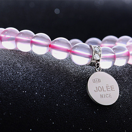 jolee天然粉水晶手串彩色宝石手链 jolee手链