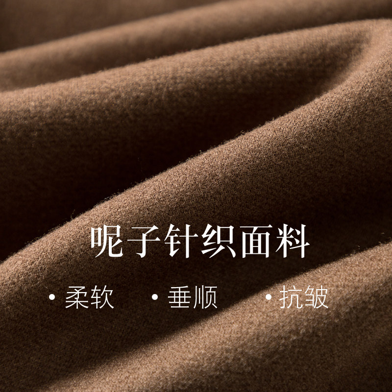 咖色毛呢女秋冬季2021年新款裤子 蕗格休闲裤