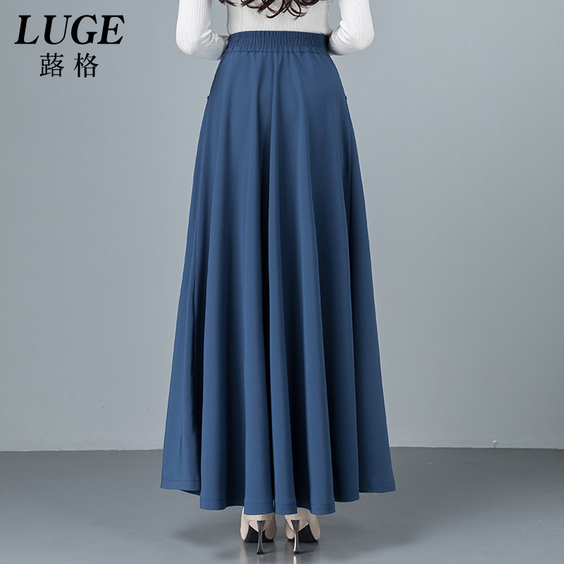 2022新款黑色半身长裙春秋大摆裙子 蕗格半身裙