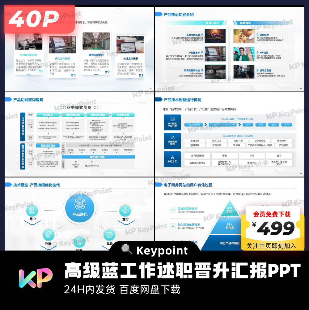 40页沉稳高级蓝工作述职汇报晋升答辩PPT模板大师ppt设计keypoint - 图2