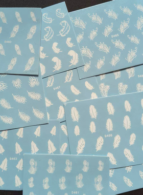 美甲贴纸水印指甲贴花儿童ins唯美贴片指甲装饰白色羽毛 需泡水
