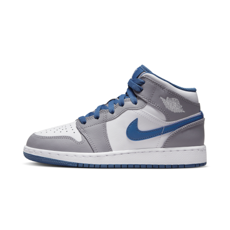 Jordan Air Jordan AJ1 Mid GS 白蓝色中帮复古篮球鞋 555112-401 - 图2