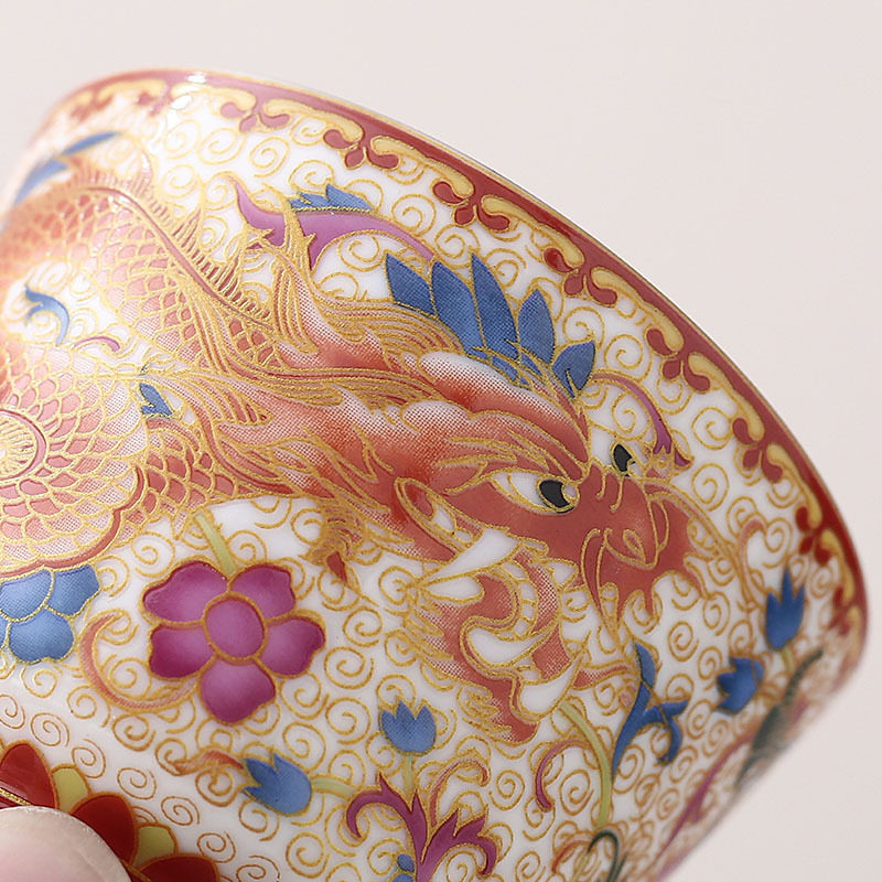 珐琅彩陶瓷茶杯主人杯家用龙凤呈祥对杯功夫茶具手工个人单杯礼盒,淘宝优惠券,粉丝福利购,淘宝优惠卷