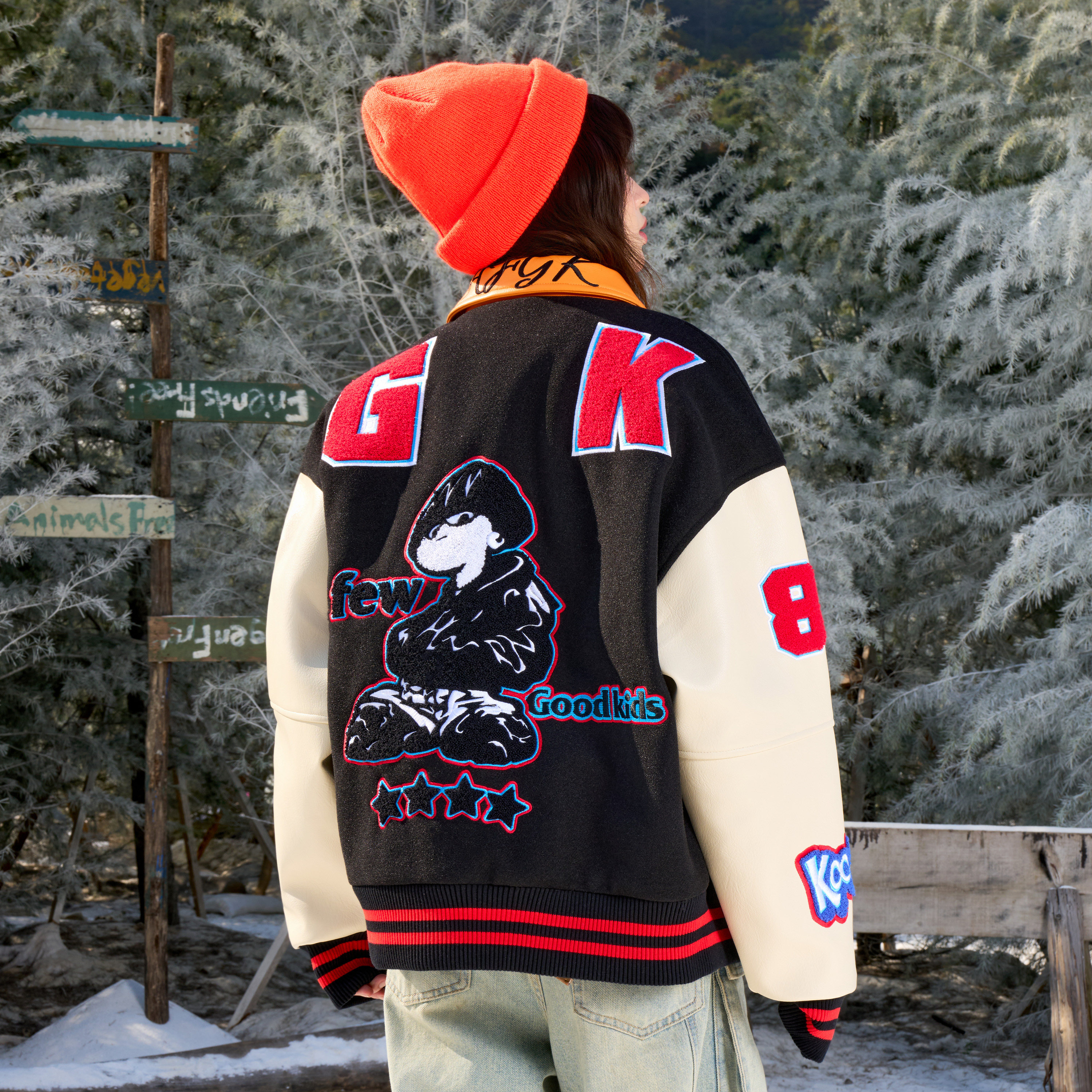 AFGK25FW翻领撞色棒球棉服美式复古毛巾绣情侣夹克秋冬加厚外套,淘宝优惠券,粉丝福利购,淘宝优惠卷