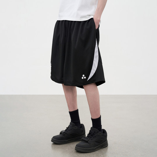 AFGK25SS美式赛车风拼接网眼休闲运动短裤夏季轻薄透气速干五分裤