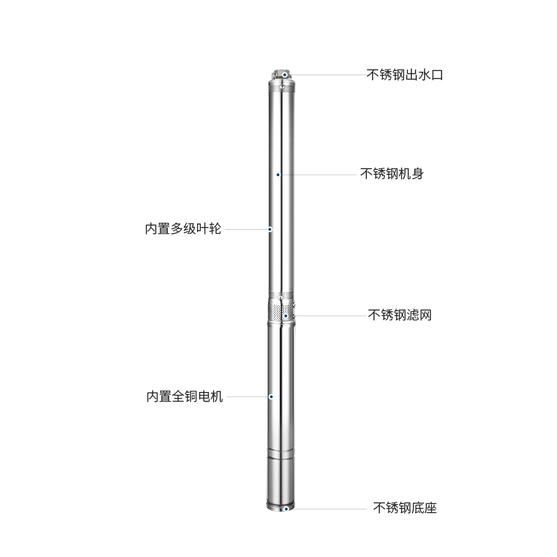 75mm直径深井泵超细小口径小型潜水泵220V家用叶轮泵高扬程抽水机