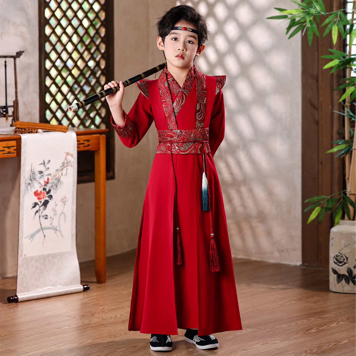 汉服男童春夏款2026新款武侠风唐装中国风儿童少爷古装六一演出服