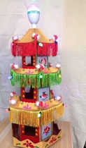 Boutique embroidery LED light Top floor Seven color turning light Three layers of fixed pagoda Huagai