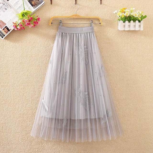 Spring, summer and autumn new mesh skirt, mid-length high-waisted mesh skirt for schoolgirls, all-match skirt for small people, new Chinese style skirt