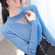 Knitted sweater spring new women's half turtleneck mesh hollow top slim tight short style inner sweater bottoming shirt
