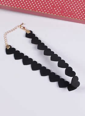 原宿风黑色桃心颈链性感项圈