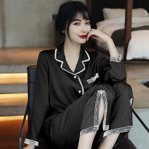 Осенняя тонкая шелковая модная пижама, комплект, коллекция 2023, в западном стиле, популярно в интернете, премиум класс