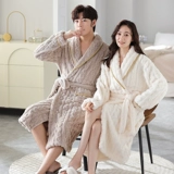 Фланелевый демисезонный банный халат для влюбленных, коралловая бархатная пижама, лонгслив подходит для мужчин и женщин, увеличенная толщина