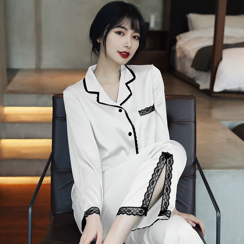 Осенняя тонкая шелковая модная пижама, комплект, коллекция 2023, в западном стиле, популярно в интернете, премиум класс