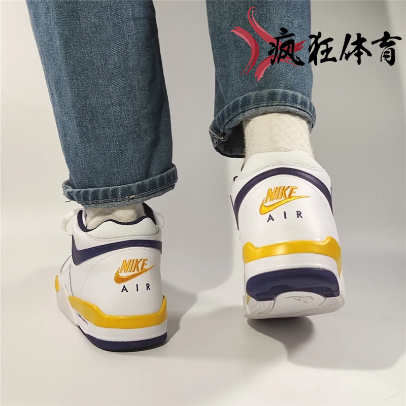 Nike Flight Legacy AJ4兄弟款湖人休闲复古篮球鞋BQ4212-100-102 - 图2