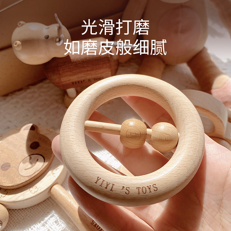 haakaa拨浪鼓可啃咬新生益智玩具 haakaa母婴摇铃