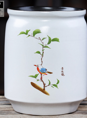 北欧风大号陶瓷花盆家用客厅绿植盆栽盆老桩白色手绘直筒简约花盆