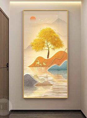 玄关装饰画走廊过道竖版挂画晶瓷