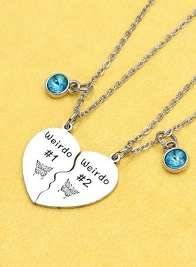 毕业季项链儿子礼物黑色电镀水波链母亲节生日不锈钢拼图爱心