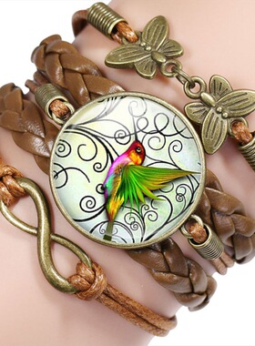 配饰保护自然七彩蜂鸟复古蝴蝶字母多层组合手链