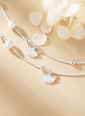 三生三世手链女s925纯银简约百搭小清新配饰叶手链送女友礼物
