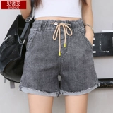 Джинсовая юбка, летние шорты, тонкие штаны, эластичная талия, оверсайз, высокая талия, свободный крой, по фигуре, А-силуэт