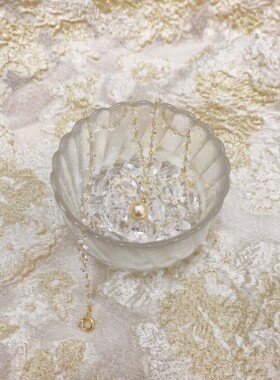 原创设计进口棉花珍珠包金项链女