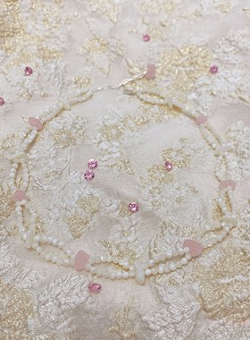 原创粉水晶珍珠贝母s925银项链女