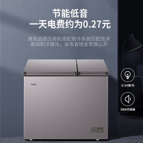 海尔冰柜双温双室家用216/291/365升冷藏冷冻两用双开门卧式冷柜 - 图2