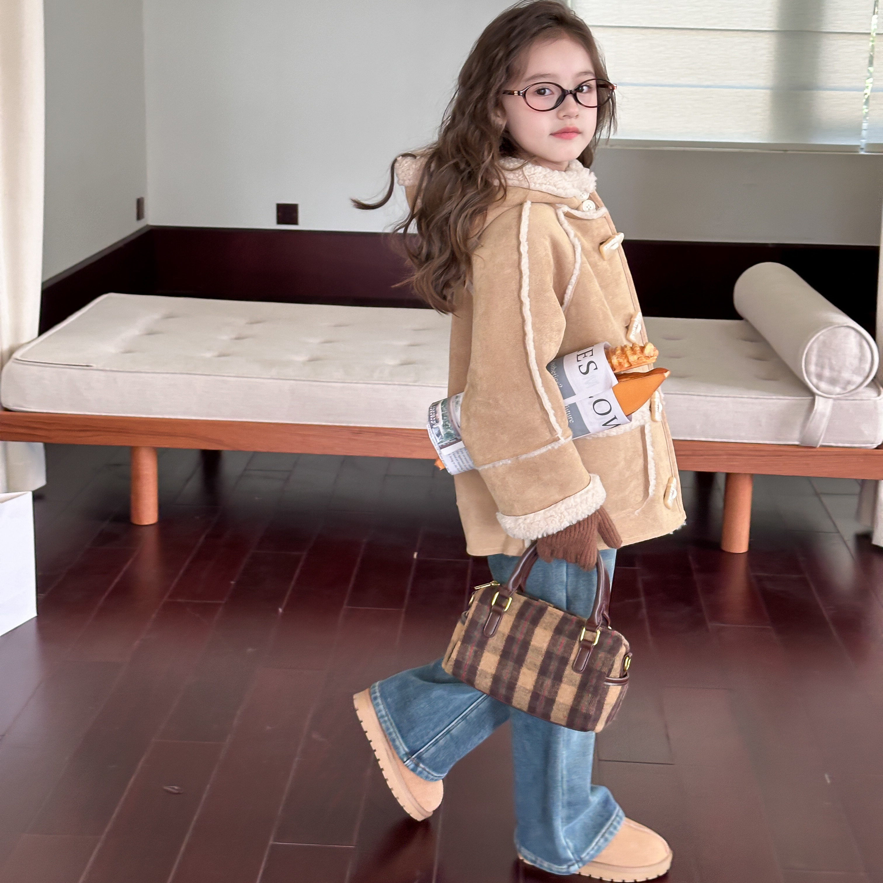 女童加绒牛仔裤2025冬季新款儿童韩系微喇叭裤中大童女孩洋气裤子,淘宝优惠券,粉丝福利购,淘宝优惠卷