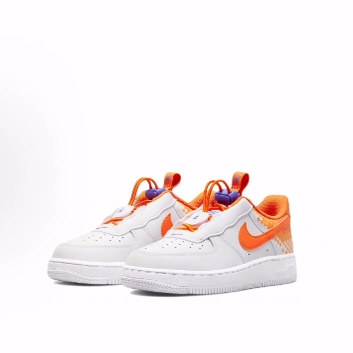 Nike Air Force 1 Toggle 皮革 低帮 儿童板鞋 白橙色 中小童,淘宝优惠券,粉丝福利购,淘宝优惠卷