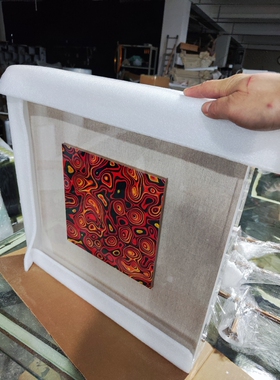 不锈钢架子亚克力玻璃面罩加陶瓷画芯立体装置画实物画装饰定制