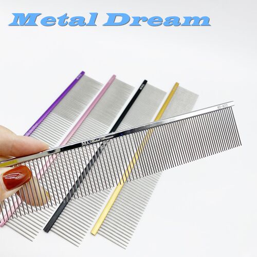 台湾MetalDream铝柄排梳宠物挑毛梳直排梳泰迪金毛排梳超轻美容梳 - 图1