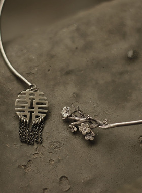 项圈汉服旗袍纯银古风喜上眉梢