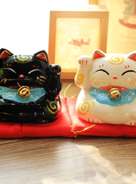 招财猫陶瓷日本开业书桌汽车摆件