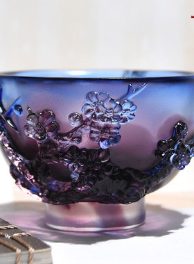 琉璃摆件兰花碗桌面商务纪念品