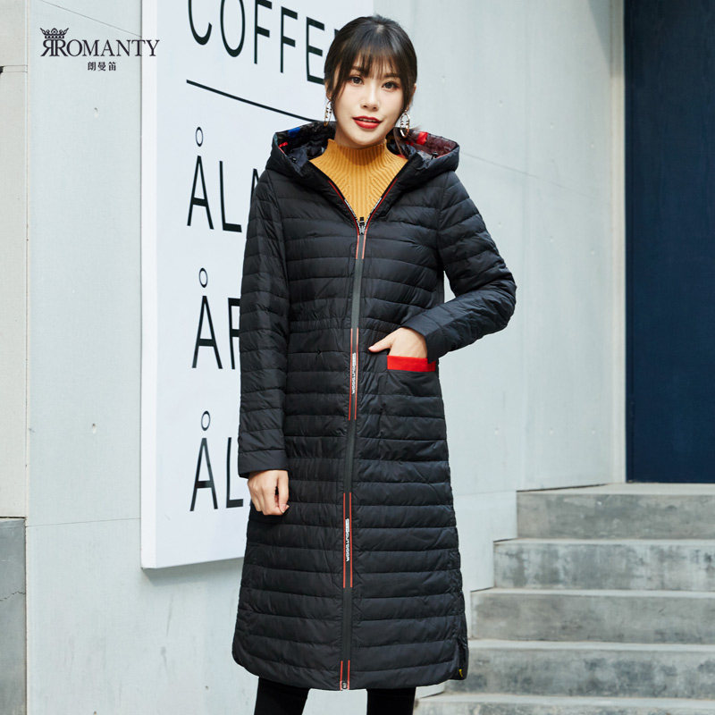 朗曼笛新款收腰显瘦轻薄长款羽绒服 朗曼笛羽绒服