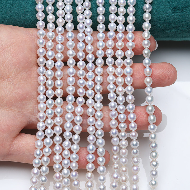 【限量清仓】4mm天然淡水AK珍珠螺纹毛毛虫类圆水滴半成品链SGR,淘宝优惠券,粉丝福利购,淘宝优惠卷