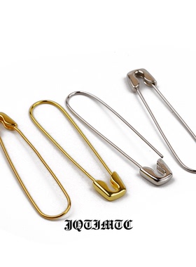 JQTIMTC《一线入耳》s925银回形针耳环女个性复古别针耳坠耳饰品