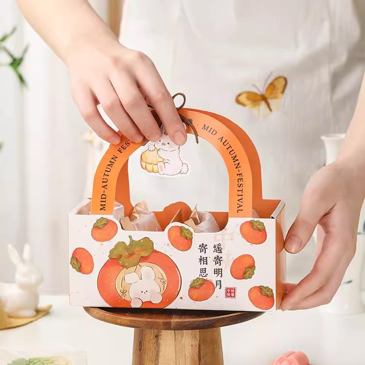 月饼礼盒包装盒中秋新款冰皮蛋黄酥教师节4粒6手提礼品空盒子 - 图1