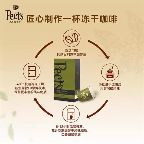 Peets皮爷精品百利冷萃冻干咖啡速溶黑咖啡粉罐装拿铁美式 - 图1