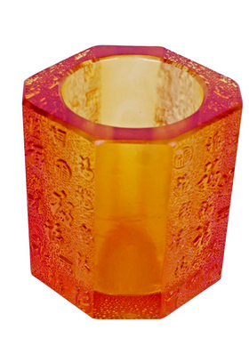 百福琉璃笔筒摆件工艺品书房书柜桌面实用装饰品送老师免费篆刻字