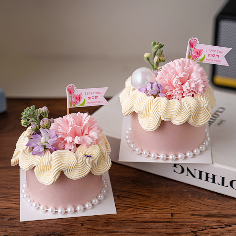 2025母亲节快乐郁金香插旗小蛋糕装饰仿真康乃馨花朵妈妈节日插件,淘宝优惠券,粉丝福利购,淘宝优惠卷