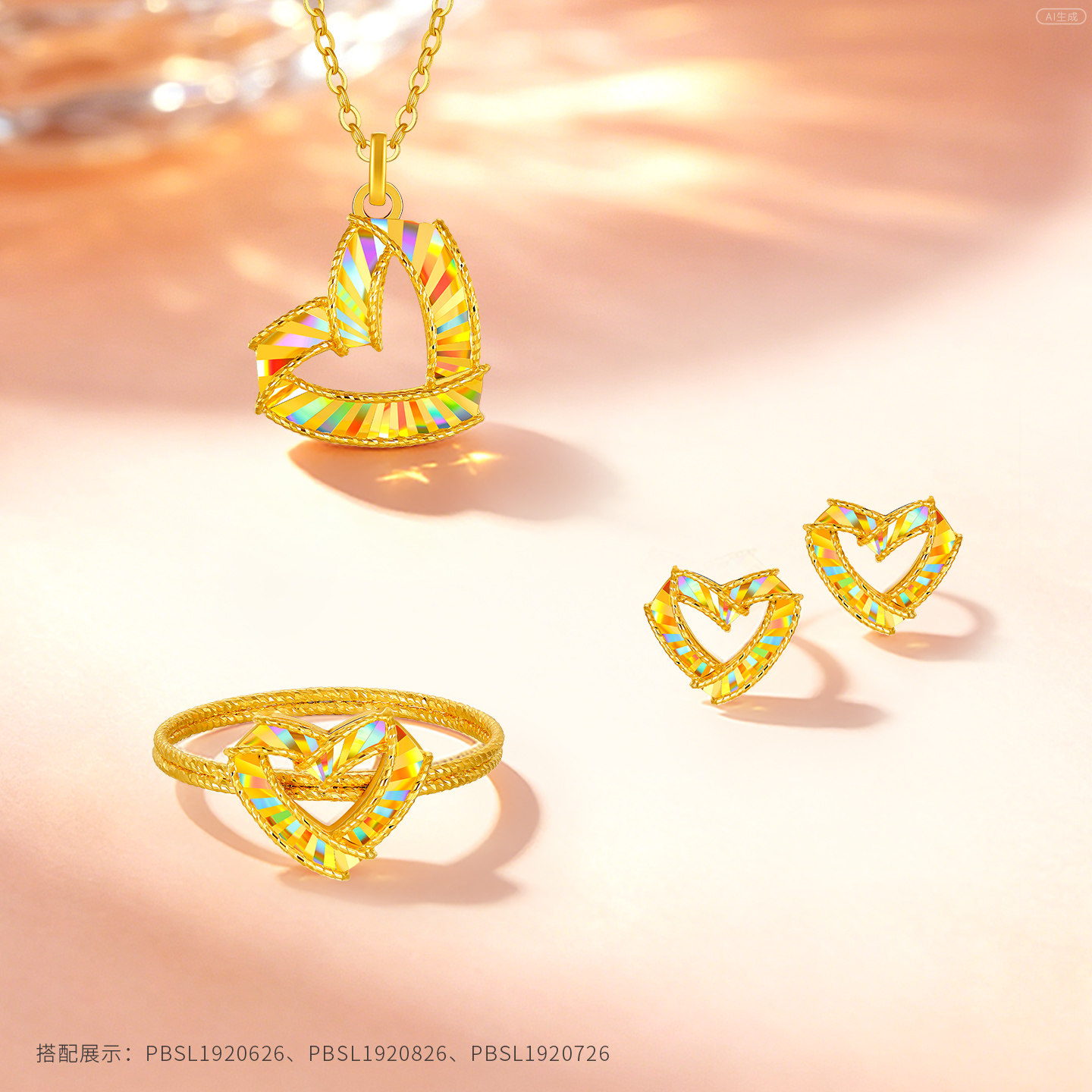 Golden Supreme Sparkling Gold Heartbeat Gold Ring 2026 New 5G Colorful Pure Gold Ring Fashion Love Index Finger Ring