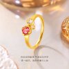 Gold Supreme Tourmaline Gold Ring Women's Colorful Stone Inlaid Aquamarine Pure Gold Ring Birthday Gift for Girlfriend